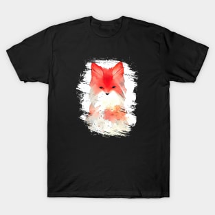 Fox Wild Animal Nature Watercolor Art Painting T-Shirt